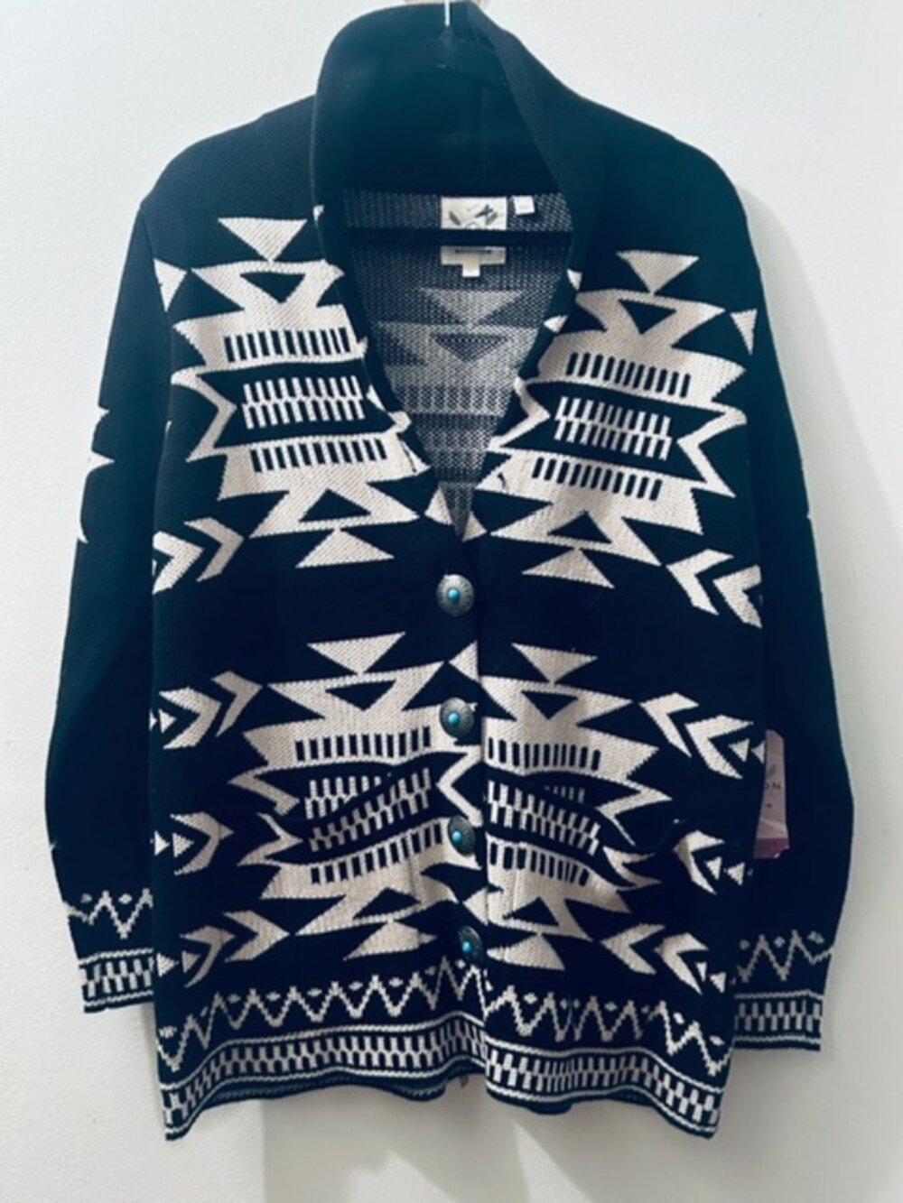 Cotton & Rye Women's Southwestern Multi Black and White Print Blanket Cardigan
